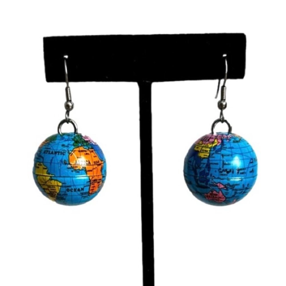 Vintage World Globe Dangle Earrings